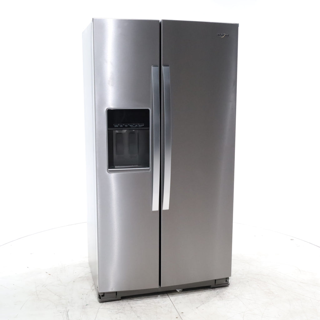 Pictures of Counter Depth Fingerprint-Resistant Stainless Steel Whirlpool 20.6 cu. ft. Side by Side Refrigerator In Door Ice and Water Dispenser - Scratch & Dent - Minor - Neu Appliance Outlet - Discount Appliance Outlet in Austin, Tx