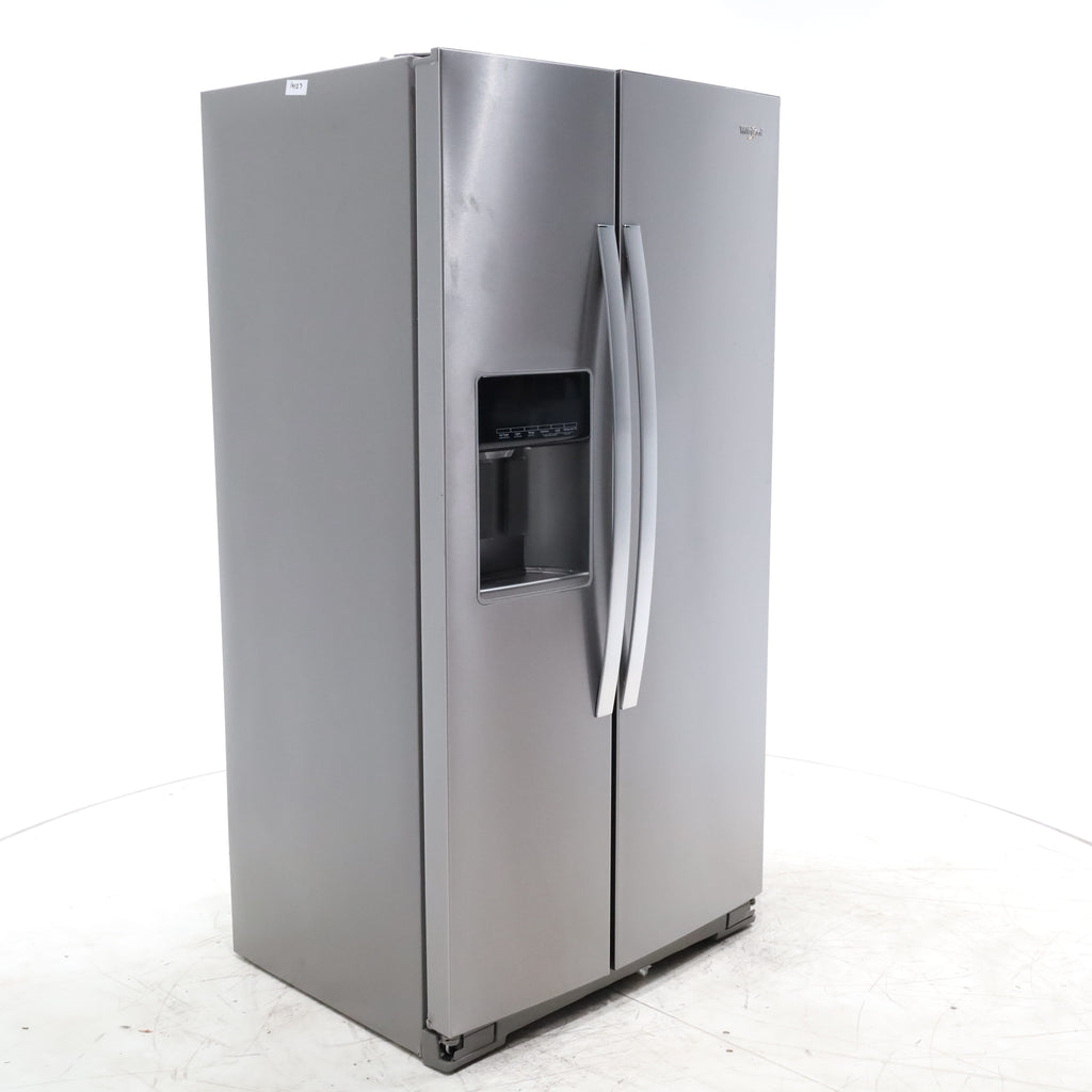 Pictures of Counter Depth Fingerprint-Resistant Stainless Steel Whirlpool 20.6 cu. ft. Side by Side Refrigerator In Door Ice and Water Dispenser - Scratch & Dent - Minor - Neu Appliance Outlet - Discount Appliance Outlet in Austin, Tx