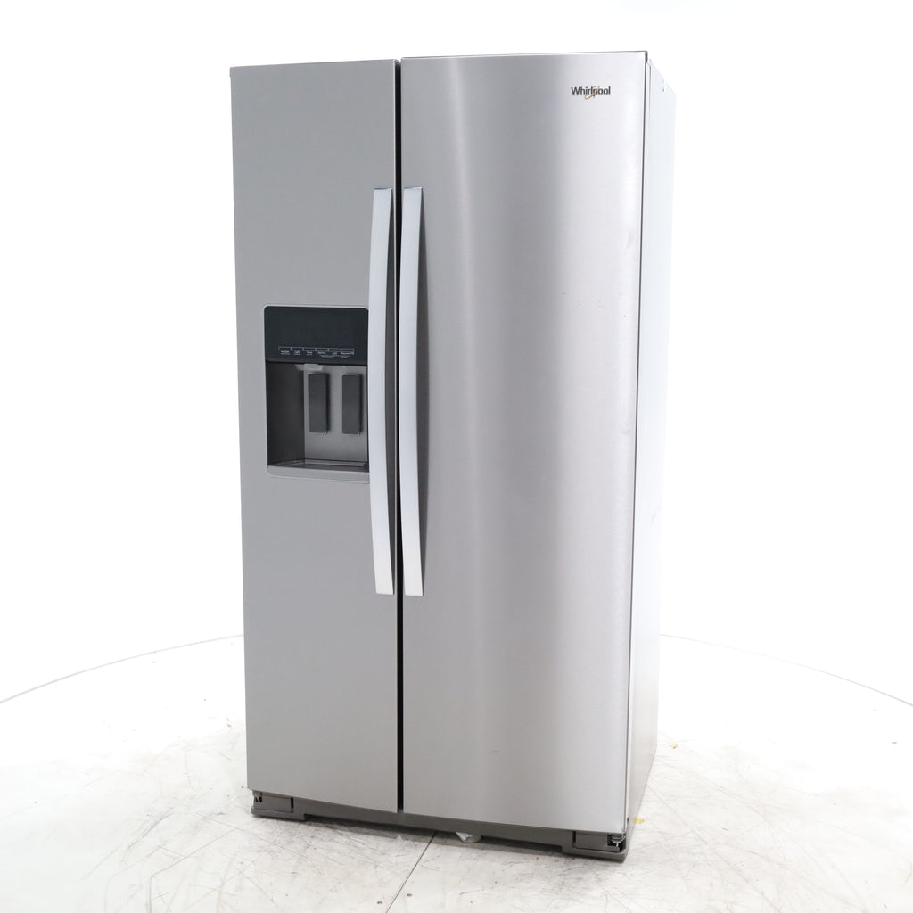 Pictures of Counter Depth Fingerprint-Resistant Stainless Steel Whirlpool 20.6 cu. ft. Side by Side Refrigerator In Door Ice and Water Dispenser - Scratch & Dent - Minor - Neu Appliance Outlet - Discount Appliance Outlet in Austin, Tx