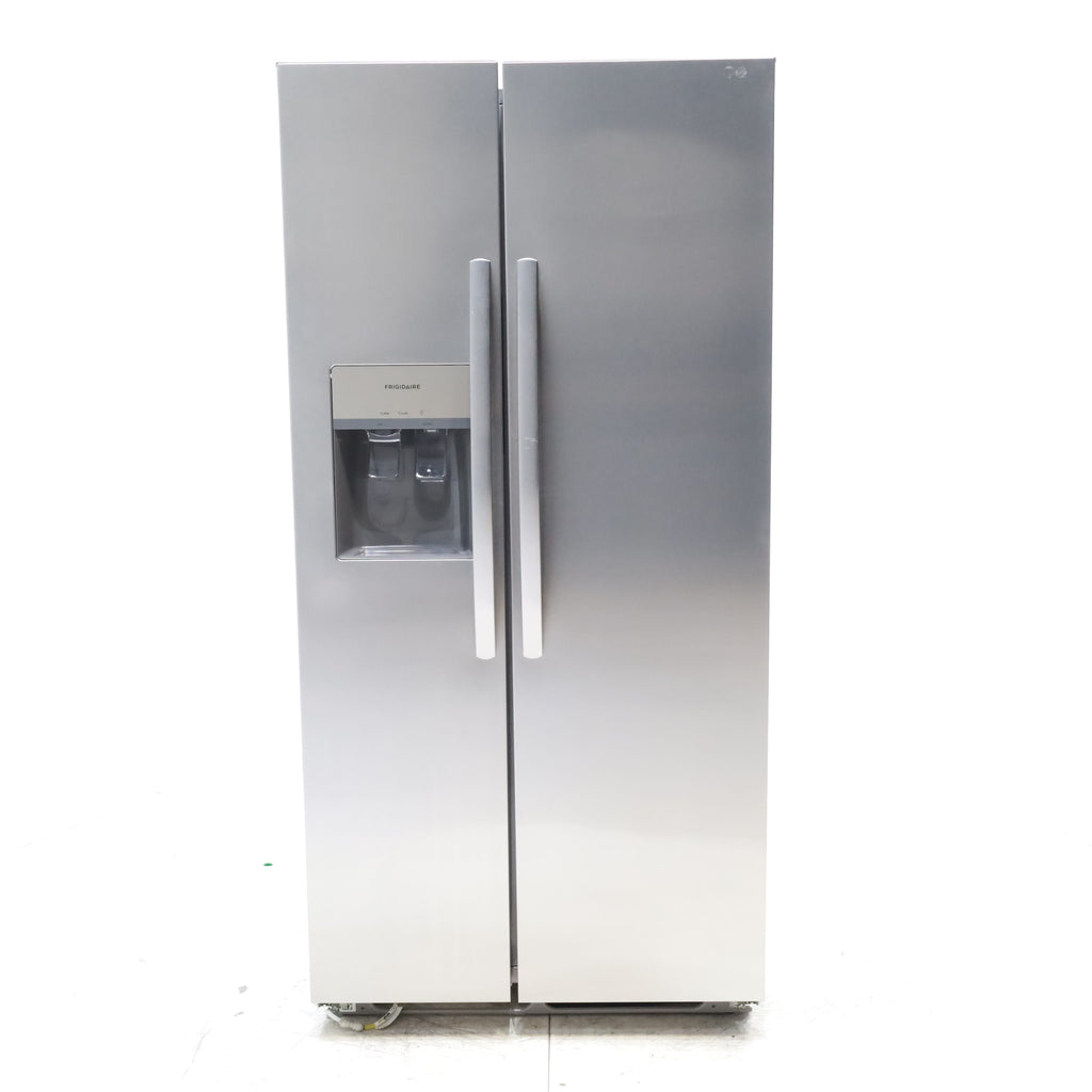 Pictures of 33" Wide Stainless Steel Frigidaire 22.3 cu. ft. ENERGY STAR Side by Side Refrigerator with Exterior Water and Ice Dispenser - Scratch & Dent - Minor - Neu Appliance Outlet - Discount Appliance Outlet in Austin, Tx