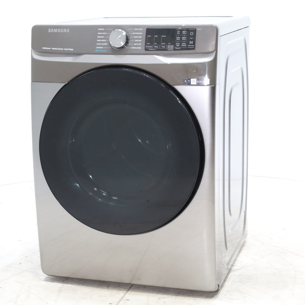 Pictures of Platinum Samsung 7.5 cu. ft. Front Load Electric Dryer with Steam- Scratch & Dent - Minor - Neu Appliance Outlet - Discount Appliance Outlet in Austin, Tx