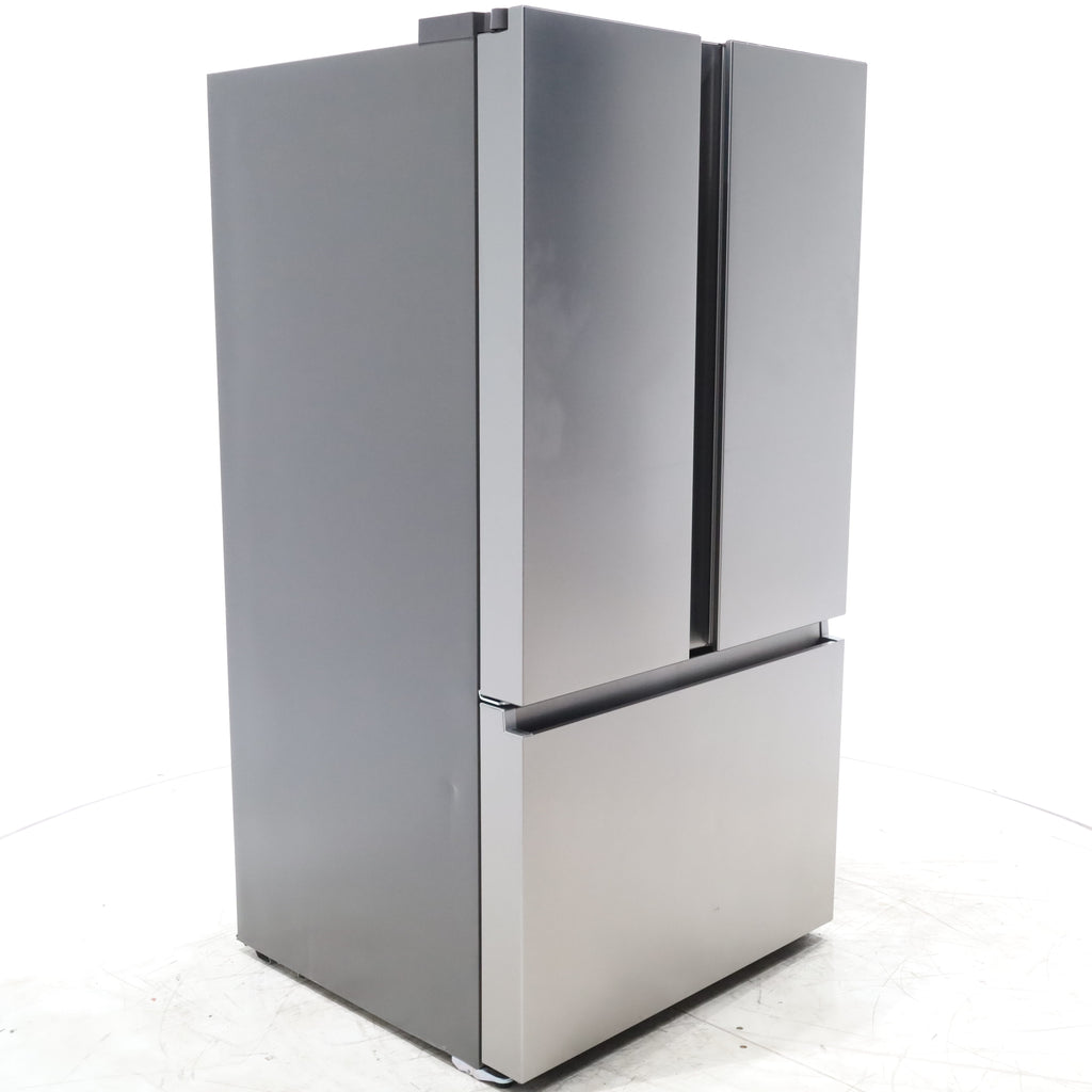 Pictures of Fingerprint Resistant Brushed Steel ENERGY STAR Hisense 26.6 cu. ft. 3 Door French Door Refrigerator with Icemaker and Internal Water Dispenser - Scratch & Dent - Minor - Neu Appliance Outlet - Discount Appliance Outlet in Austin, Tx