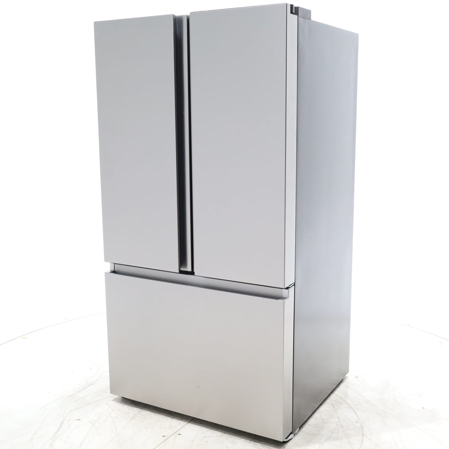 Fingerprint Resistant Brushed Steel ENERGY STAR Hisense 26.6 cu. ft. 3 Door French Door Refrigerator with Icemaker and Internal Water Dispenser - Scratch & Dent - Minor
