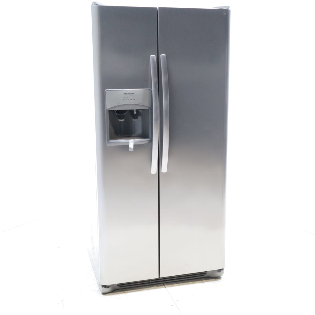 Pictures of 33 in. Wide Fingerprint-Resistant EasyCare Stainless Steel Frigidaire 22.1 cu. ft. Side by Side Refrigerator with External Ice and Water Dispenser - Certified Refurbished - Neu Appliance Outlet - Discount Appliance Outlet in Austin, Tx