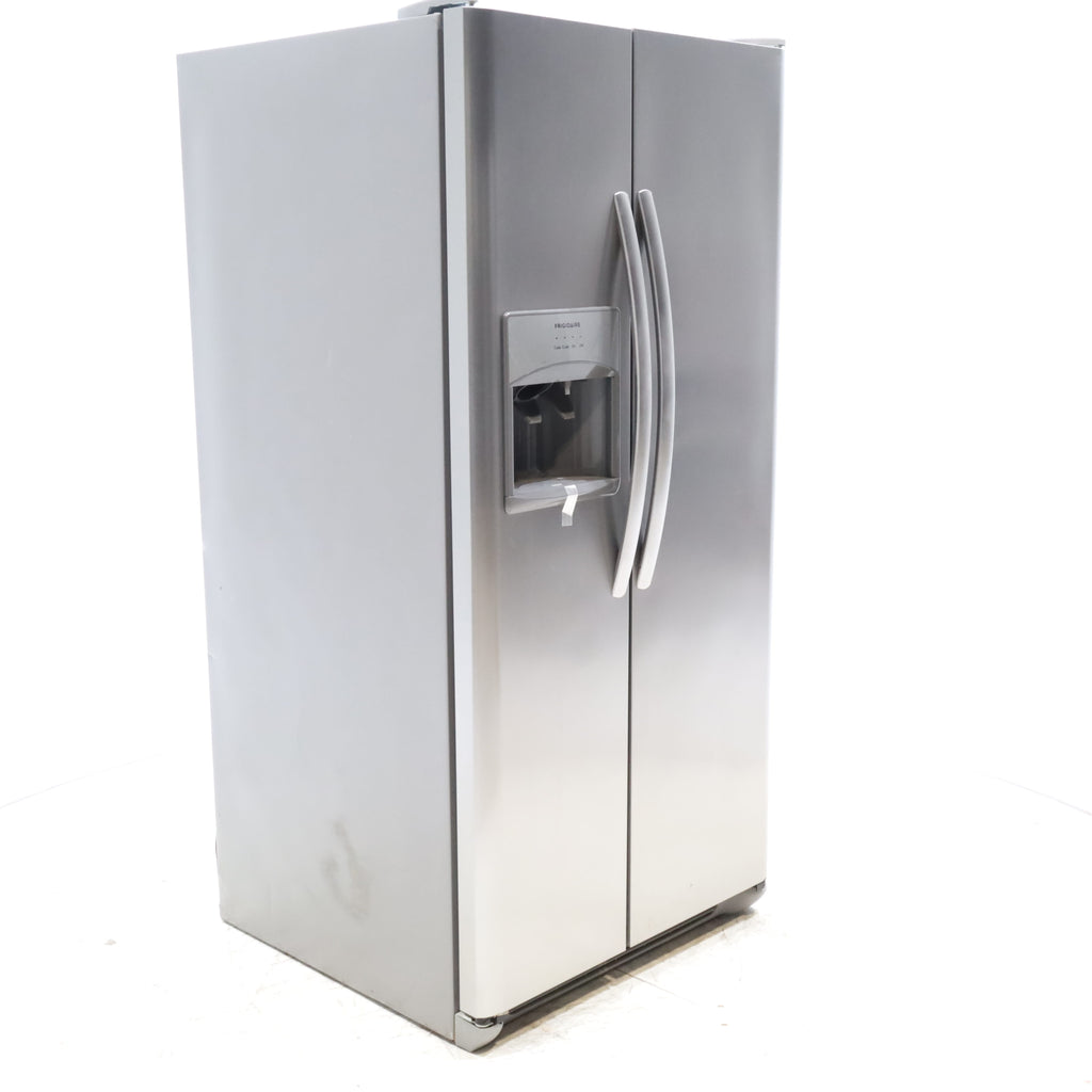 Pictures of 33 in. Wide Fingerprint-Resistant EasyCare Stainless Steel Frigidaire 22.1 cu. ft. Side by Side Refrigerator with External Ice and Water Dispenser - Certified Refurbished - Neu Appliance Outlet - Discount Appliance Outlet in Austin, Tx