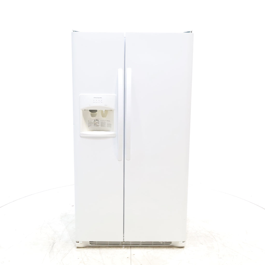 Pictures of Pearl White Frigidaire 25.5 cu. ft. Side by Side Refrigerator with Exterior Ice and Water Dispenser - Certified Refurbished - Neu Appliance Outlet - Discount Appliance Outlet in Austin, Tx