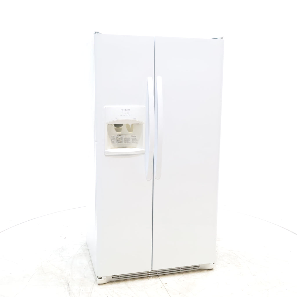 Pictures of Pearl White Frigidaire 25.5 cu. ft. Side by Side Refrigerator with Exterior Ice and Water Dispenser - Certified Refurbished - Neu Appliance Outlet - Discount Appliance Outlet in Austin, Tx