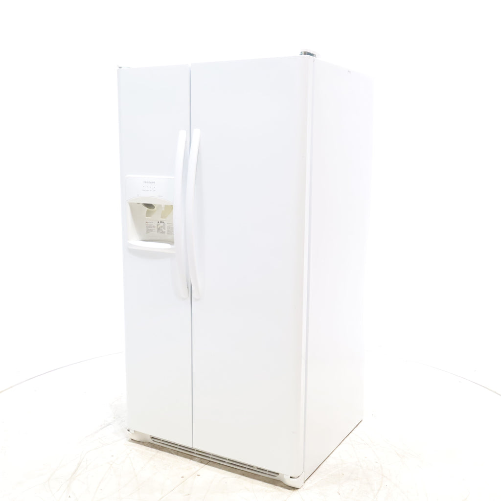 Pictures of Pearl White Frigidaire 25.5 cu. ft. Side by Side Refrigerator with Exterior Ice and Water Dispenser - Certified Refurbished - Neu Appliance Outlet - Discount Appliance Outlet in Austin, Tx