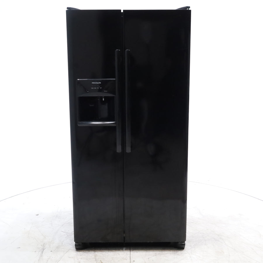 33" Wide Ebony Black Frigidaire 22.1 cu. ft. Side by Side Refrigerator with External Ice and Water Dispenser - Certified Refurbished