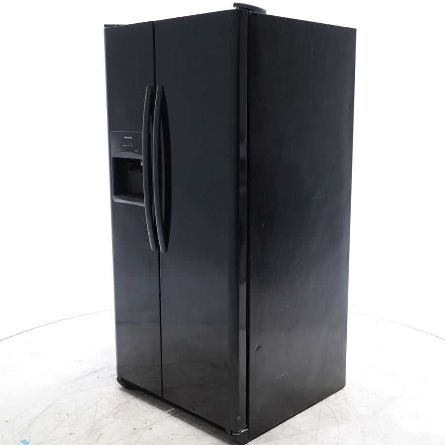 33" Wide Ebony Black Frigidaire 22.1 cu. ft. Side by Side Refrigerator with External Ice and Water Dispenser - Certified Refurbished
