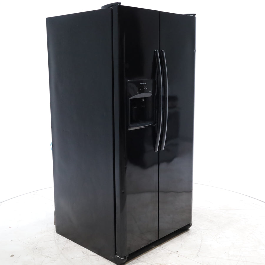 33" Wide Ebony Black Frigidaire 22.1 cu. ft. Side by Side Refrigerator with External Ice and Water Dispenser - Certified Refurbished