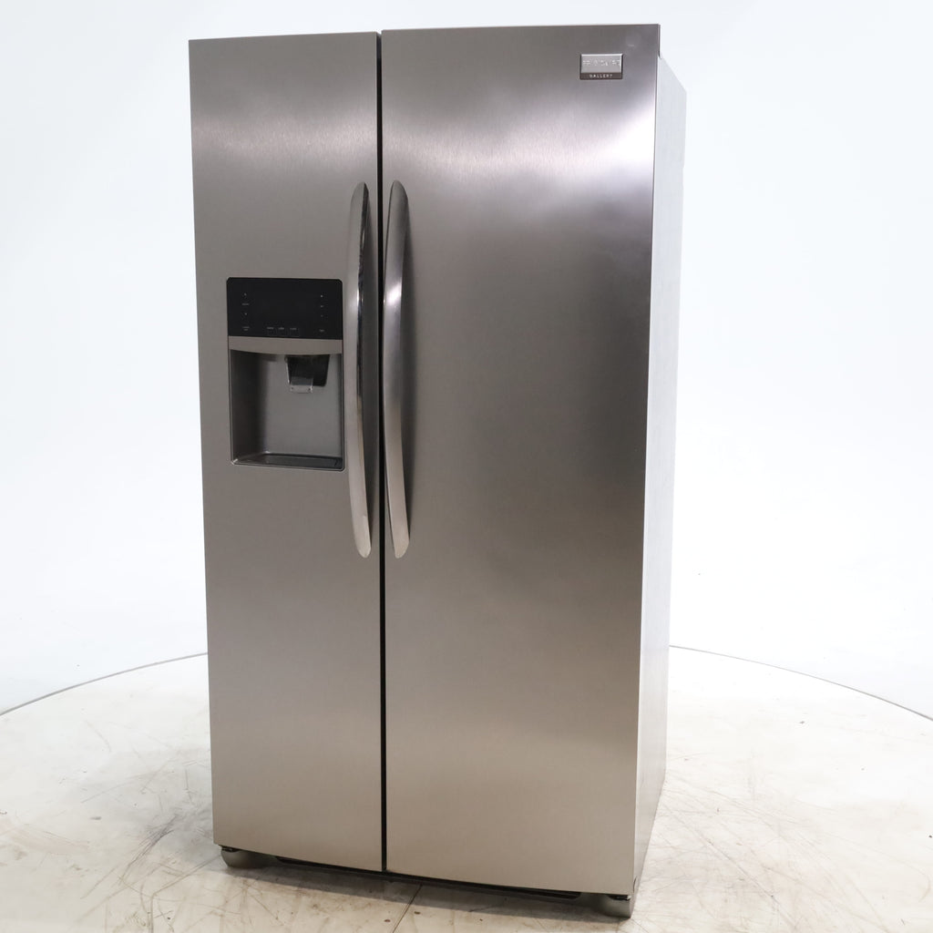 Pictures of Smudge-Proof Stainless Steel ENERGY STAR Frigidaire Gallery 25.6 cu. ft. Side by Side Refrigerator with External Water and Ice Dispenser - Certified Refurbished - Neu Appliance Outlet - Discount Appliance Outlet in Austin, Tx