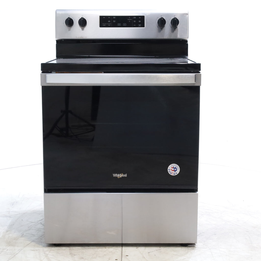 Pictures of Stainless Steel Whirlpool 5.3 cu. ft. 5 Heating Element Freestanding Electric Range with FlexHeat Dual Radiant Element and Frozen Bake Technology- Certified Refurbished - Neu Appliance Outlet - Discount Appliance Outlet in Austin, Tx