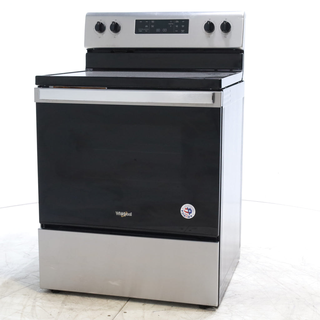 Pictures of Stainless Steel Whirlpool 5.3 cu. ft. 5 Heating Element Freestanding Electric Range with FlexHeat Dual Radiant Element and Frozen Bake Technology- Certified Refurbished - Neu Appliance Outlet - Discount Appliance Outlet in Austin, Tx