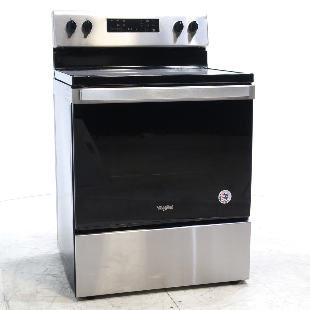 Pictures of Stainless Steel Whirlpool 5.3 cu. ft. 5 Heating Element Freestanding Electric Range with FlexHeat Dual Radiant Element and Frozen Bake Technology- Certified Refurbished - Neu Appliance Outlet - Discount Appliance Outlet in Austin, Tx