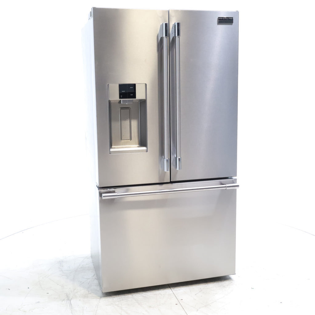 Pictures of Smudge-Proof® Stainless Steel Frigidaire Counter-Depth Professional ENERGY STAR 22.6 Cu. Ft. French Door Dual Ice Maker Refrigerator with CrispSeal® Plus Crispers with Auto Humidity - Scratch & Dent - Minor - Neu Appliance Outlet - Discount Appliance Outlet in Austin, Tx