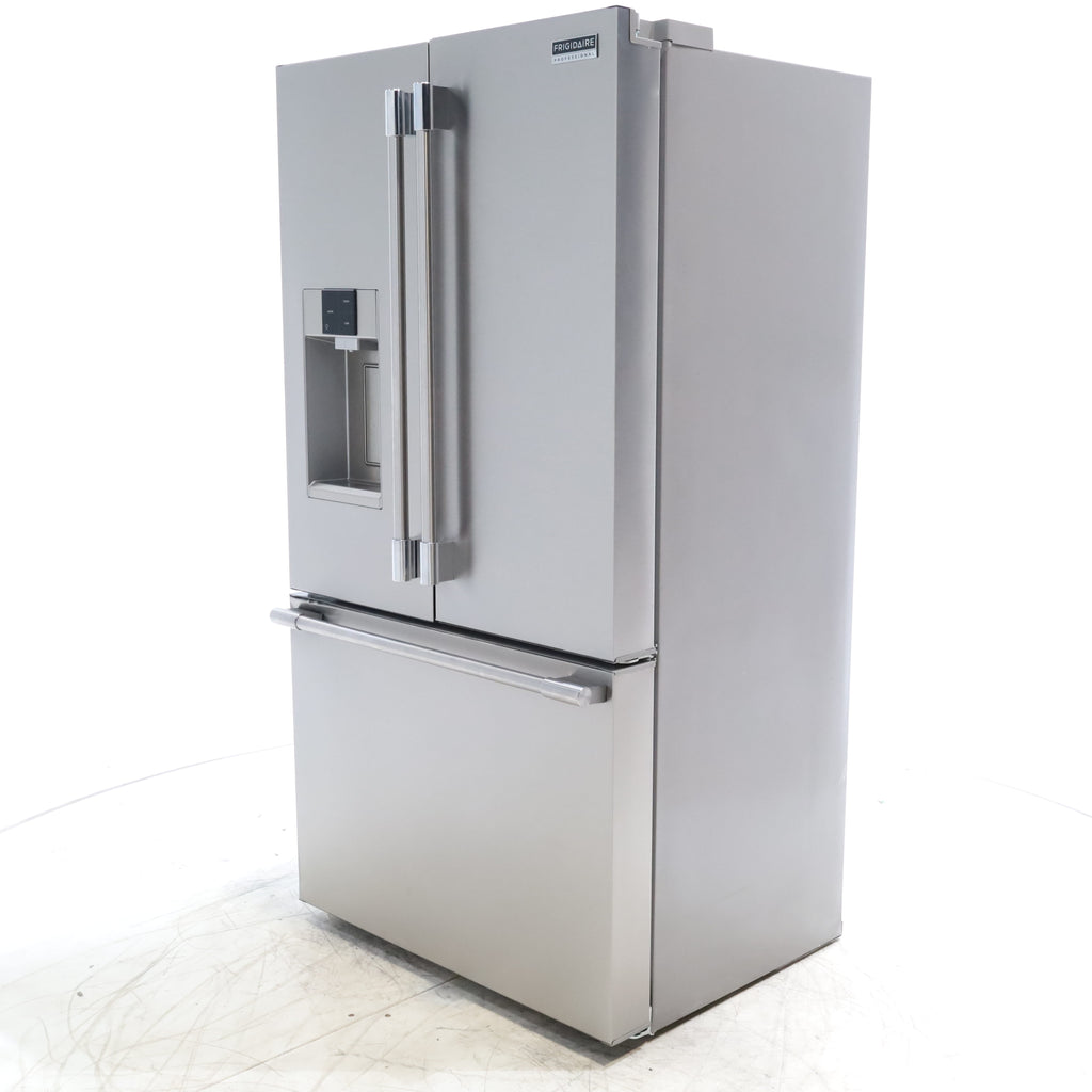 Pictures of Smudge-Proof® Stainless Steel Frigidaire Counter-Depth Professional ENERGY STAR 22.6 Cu. Ft. French Door Dual Ice Maker Refrigerator with CrispSeal® Plus Crispers with Auto Humidity - Scratch & Dent - Minor - Neu Appliance Outlet - Discount Appliance Outlet in Austin, Tx