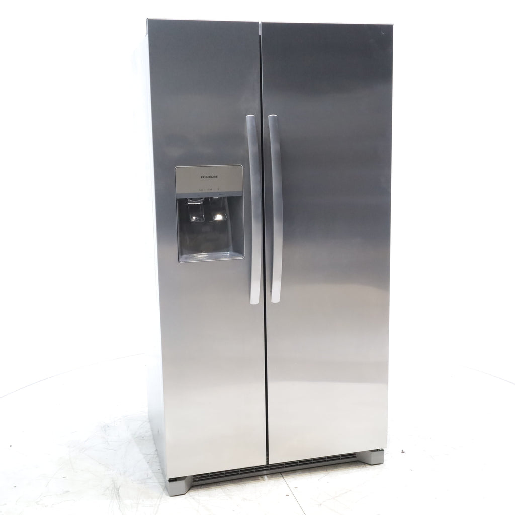 Pictures of Stainless Steel ENERGY STAR Frigidaire 25.6 cu. ft. Side by Side Refrigerator with Exterior Water and Ice Dispenser - Scratch & Dent - Minor - Neu Appliance Outlet - Discount Appliance Outlet in Austin, Tx