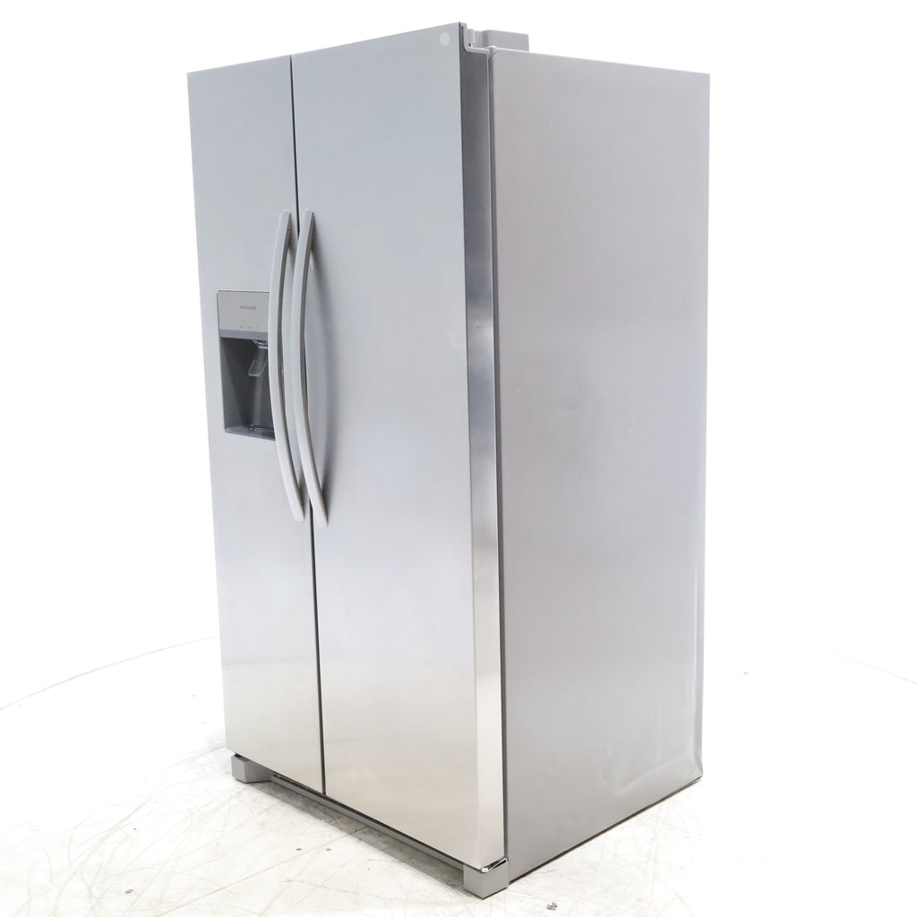 Pictures of Stainless Steel ENERGY STAR Frigidaire 25.6 cu. ft. Side by Side Refrigerator with Exterior Water and Ice Dispenser - Scratch & Dent - Minor - Neu Appliance Outlet - Discount Appliance Outlet in Austin, Tx