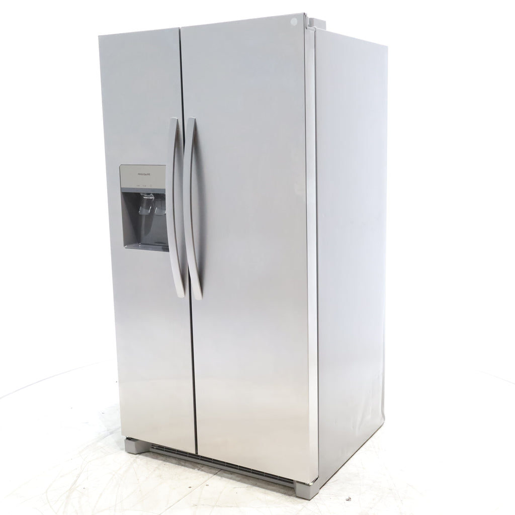 Pictures of Stainless Steel ENERGY STAR Frigidaire 25.6 cu. ft. Side by Side Refrigerator with Exterior Water and Ice Dispenser - Scratch & Dent - Minor - Neu Appliance Outlet - Discount Appliance Outlet in Austin, Tx