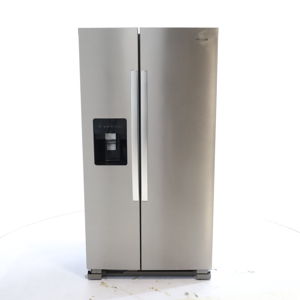 Pictures of Whirlpool 36' Wide Fingerprint Resistant Stainless Steel 24 cu ft Capacity Side By Side Refrigerator with Ice and Water Dispenser - Scratch & Dent - Minor - Neu Appliance Outlet - Discount Appliance Outlet in Austin, Tx