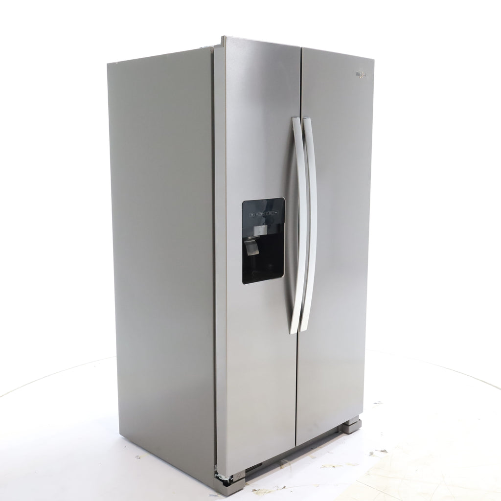 Pictures of Whirlpool 36' Wide Fingerprint Resistant Stainless Steel 24 cu ft Capacity Side By Side Refrigerator with Ice and Water Dispenser - Scratch & Dent - Minor - Neu Appliance Outlet - Discount Appliance Outlet in Austin, Tx