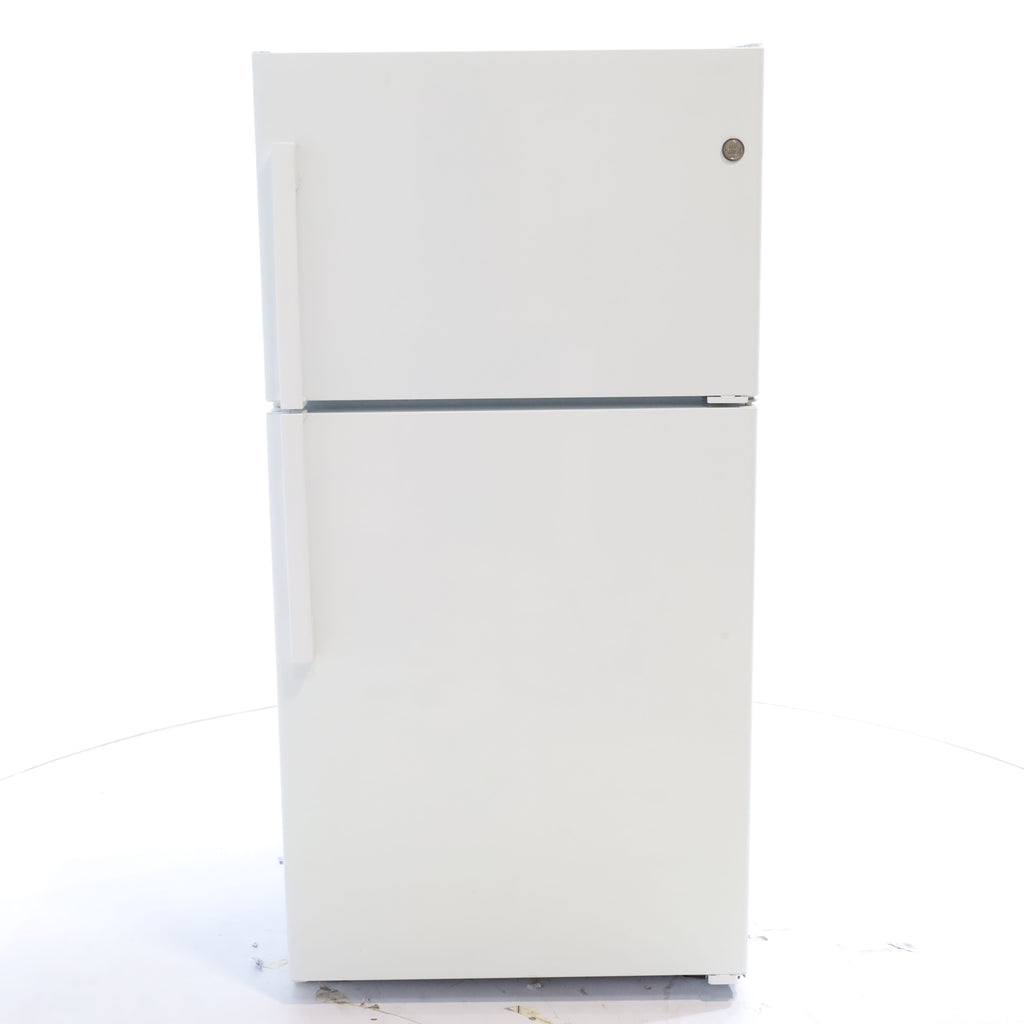 Pictures of 33" Wide GE® White 21.9 Cu. Ft. Garage Ready Top-Freezer Refrigerator - Scratch & Dent - Minor - Neu Appliance Outlet - Discount Appliance Outlet in Austin, Tx