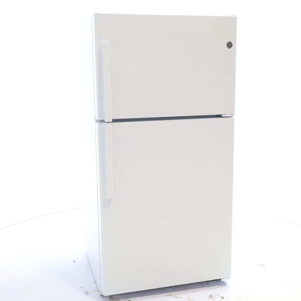 Pictures of 33" Wide GE® White 21.9 Cu. Ft. Garage Ready Top-Freezer Refrigerator - Scratch & Dent - Minor - Neu Appliance Outlet - Discount Appliance Outlet in Austin, Tx