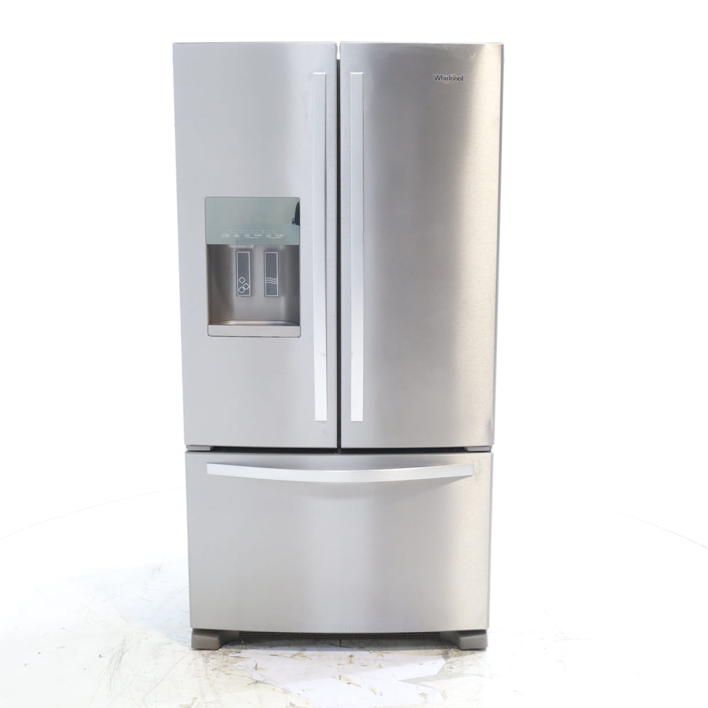 Pictures of French Door Whirlpool Fingerprint Resistant Stainless Steel ENERGY STAR 25 cu ft Refrigeraor with Thru Door Ice and Water Dispenser - Scratch & Dent - Minor - Neu Appliance Outlet - Discount Appliance Outlet in Austin, Tx