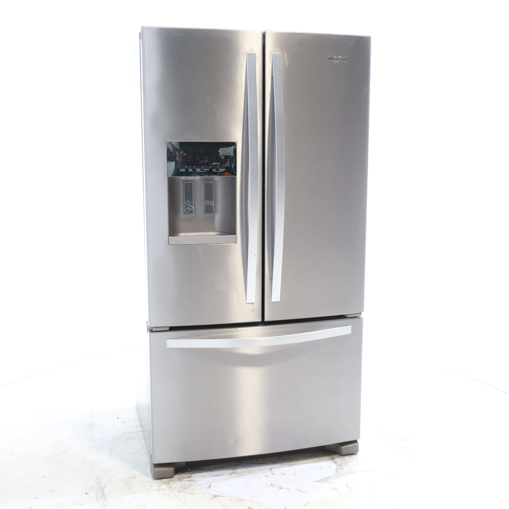 Pictures of French Door Whirlpool Fingerprint Resistant Stainless Steel ENERGY STAR 25 cu ft Refrigeraor with Thru Door Ice and Water Dispenser - Scratch & Dent - Minor - Neu Appliance Outlet - Discount Appliance Outlet in Austin, Tx