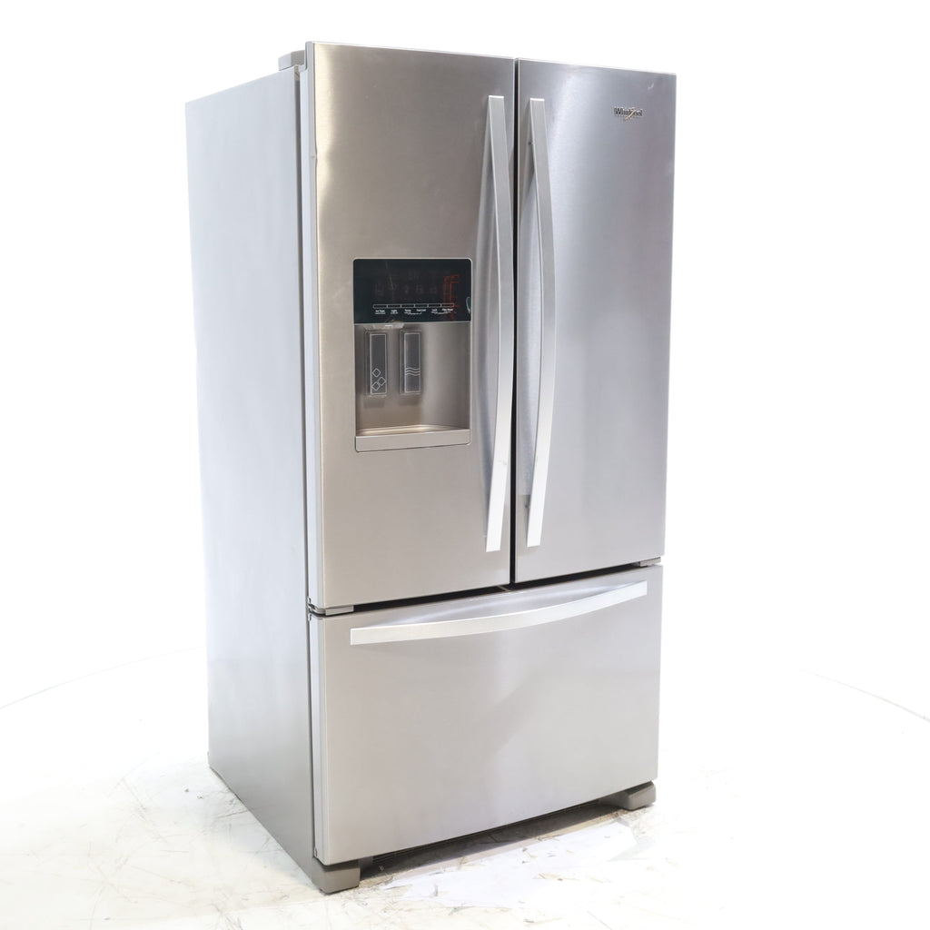 Pictures of French Door Whirlpool Fingerprint Resistant Stainless Steel ENERGY STAR 25 cu ft Refrigeraor with Thru Door Ice and Water Dispenser - Scratch & Dent - Minor - Neu Appliance Outlet - Discount Appliance Outlet in Austin, Tx