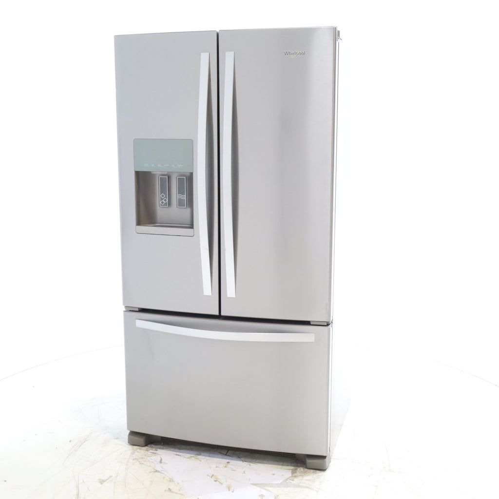 Pictures of French Door Whirlpool Fingerprint Resistant Stainless Steel ENERGY STAR 25 cu ft Refrigeraor with Thru Door Ice and Water Dispenser - Scratch & Dent - Minor - Neu Appliance Outlet - Discount Appliance Outlet in Austin, Tx