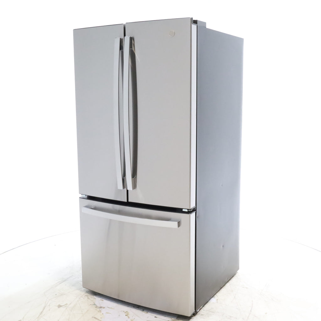 33" Wide GE Stainless Steel ENERGY STAR 24.7 Cu. Ft. French-Door Refrigerator with Ice Maker and Water Dispenser - Scratch & Dent - Minor