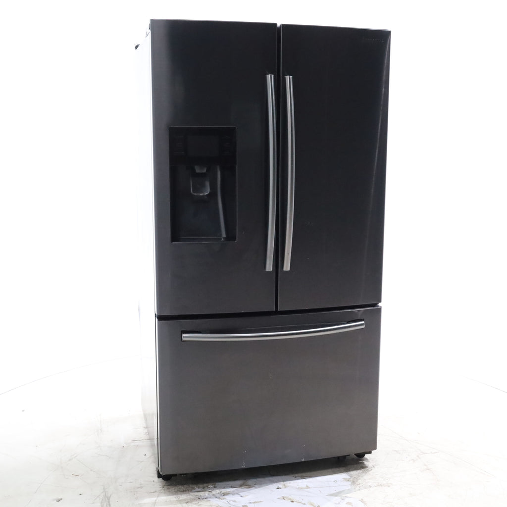 Pictures of Fingerprint Resistant Black Stainless Steel ENERGY STAR Samsung 24.6 cu. ft. 3 Door French Door Refrigerator with External Water and Ice Dispenser - Certified Refurbished - Neu Appliance Outlet - Discount Appliance Outlet in Austin, Tx