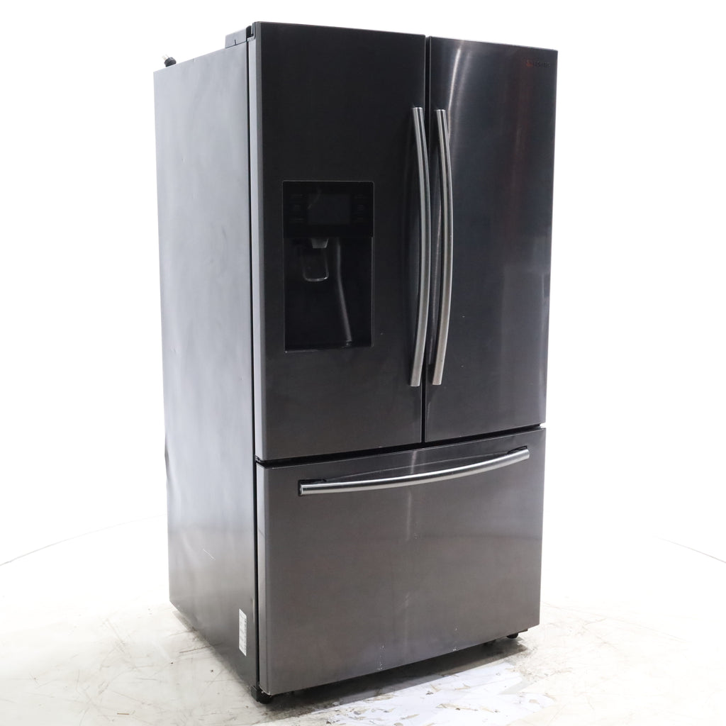 Pictures of Fingerprint Resistant Black Stainless Steel ENERGY STAR Samsung 24.6 cu. ft. 3 Door French Door Refrigerator with External Water and Ice Dispenser - Certified Refurbished - Neu Appliance Outlet - Discount Appliance Outlet in Austin, Tx