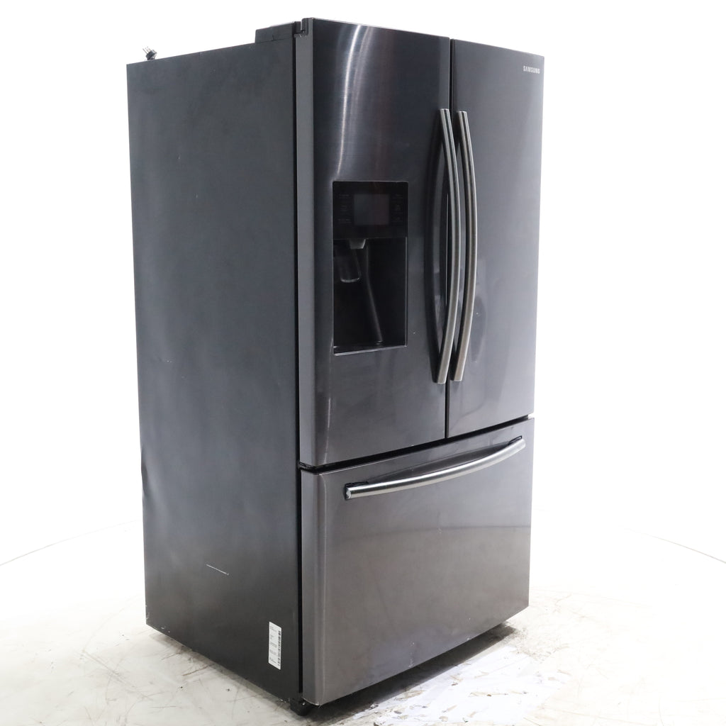 Pictures of Fingerprint Resistant Black Stainless Steel ENERGY STAR Samsung 24.6 cu. ft. 3 Door French Door Refrigerator with External Water and Ice Dispenser - Certified Refurbished - Neu Appliance Outlet - Discount Appliance Outlet in Austin, Tx