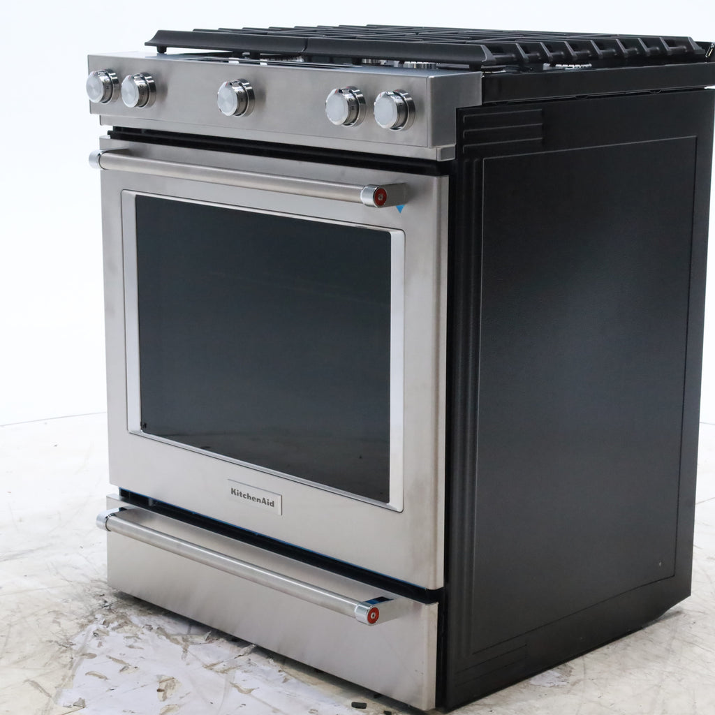 Pictures of KitchenAid  Stainless Steel Convection 30" 5 Burner Slide-in Gas Range with Even-Heat™ True Convection and Steam Rack - Open Box - Neu Appliance Outlet - Discount Appliance Outlet in Austin, Tx