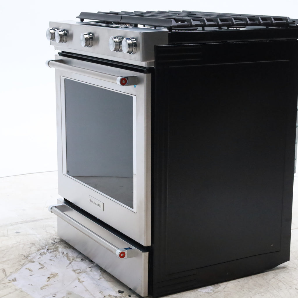 Pictures of KitchenAid  Stainless Steel Convection 30" 5 Burner Slide-in Gas Range with Even-Heat™ True Convection and Steam Rack - Open Box - Neu Appliance Outlet - Discount Appliance Outlet in Austin, Tx