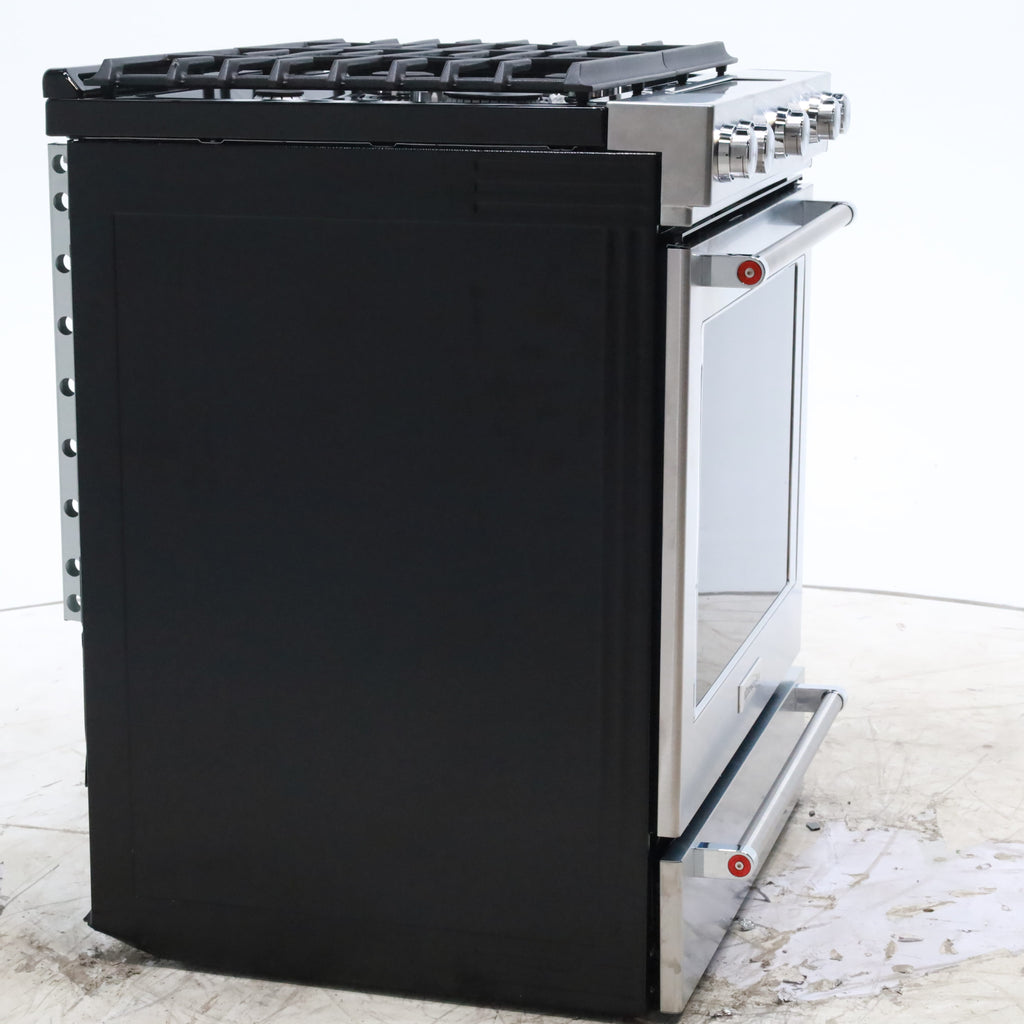 Pictures of KitchenAid  Stainless Steel Convection 30" 5 Burner Slide-in Gas Range with Even-Heat™ True Convection and Steam Rack - Open Box - Neu Appliance Outlet - Discount Appliance Outlet in Austin, Tx