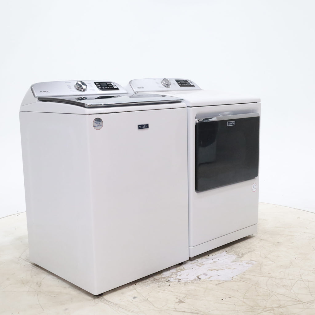 Pictures of Maytag ENERGY STAR 5.2 cu. ft. Top Load Agitator Washing Machine with Extra Power Button and ENERGY STAR Maytag Smart Capable 7.4 cu. ft. Electric Steam Dryer with Extra Power Button - Open Box - Neu Appliance Outlet - Discount Appliance Outlet in Austin, Tx