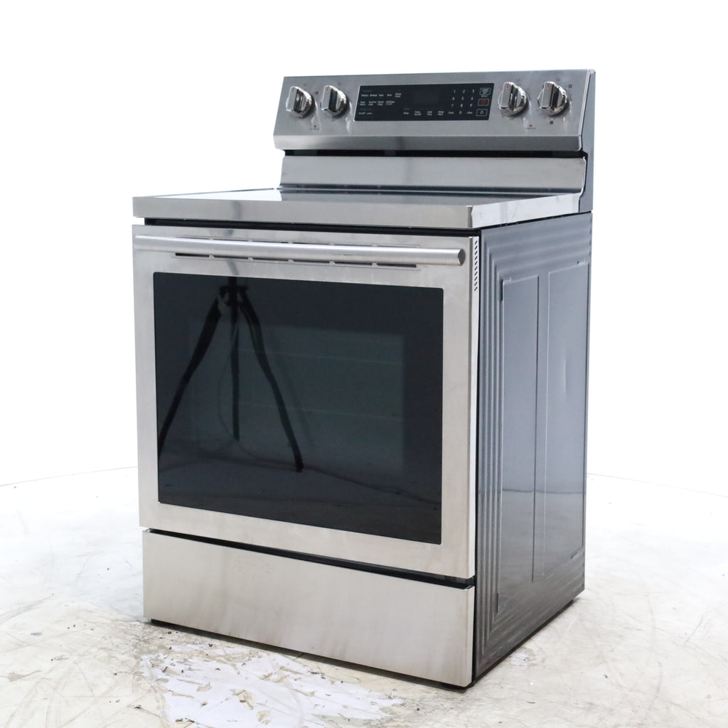 Pictures of Stainless Steel Samsung 5.9 cu. ft. Freestanding 5 Heating Element Smooth Cooktop Self Cleaning Electric Range with True Convection  - Certified Refurbished - Neu Appliance Outlet - Discount Appliance Outlet in Austin, Tx