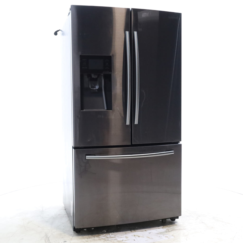 Pictures of Fingerprint Resistant Black Stainless Steel ENERGY STAR Samsung 24.6 cu. ft. 3 Door French Door Refrigerator with External Water and Ice Dispenser - Certified Refurbished - Neu Appliance Outlet - Discount Appliance Outlet in Austin, Tx