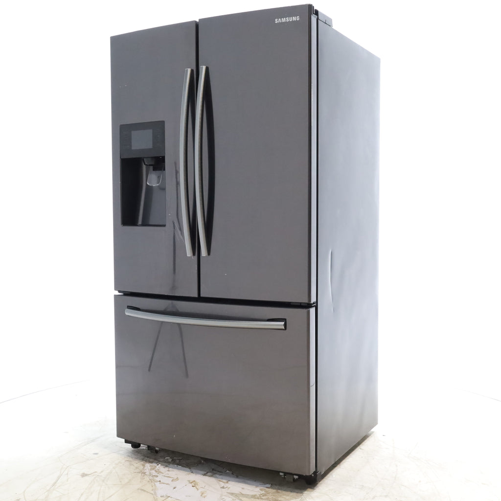 Pictures of Fingerprint Resistant Black Stainless Steel ENERGY STAR Samsung 24.6 cu. ft. 3 Door French Door Refrigerator with External Water and Ice Dispenser - Certified Refurbished - Neu Appliance Outlet - Discount Appliance Outlet in Austin, Tx