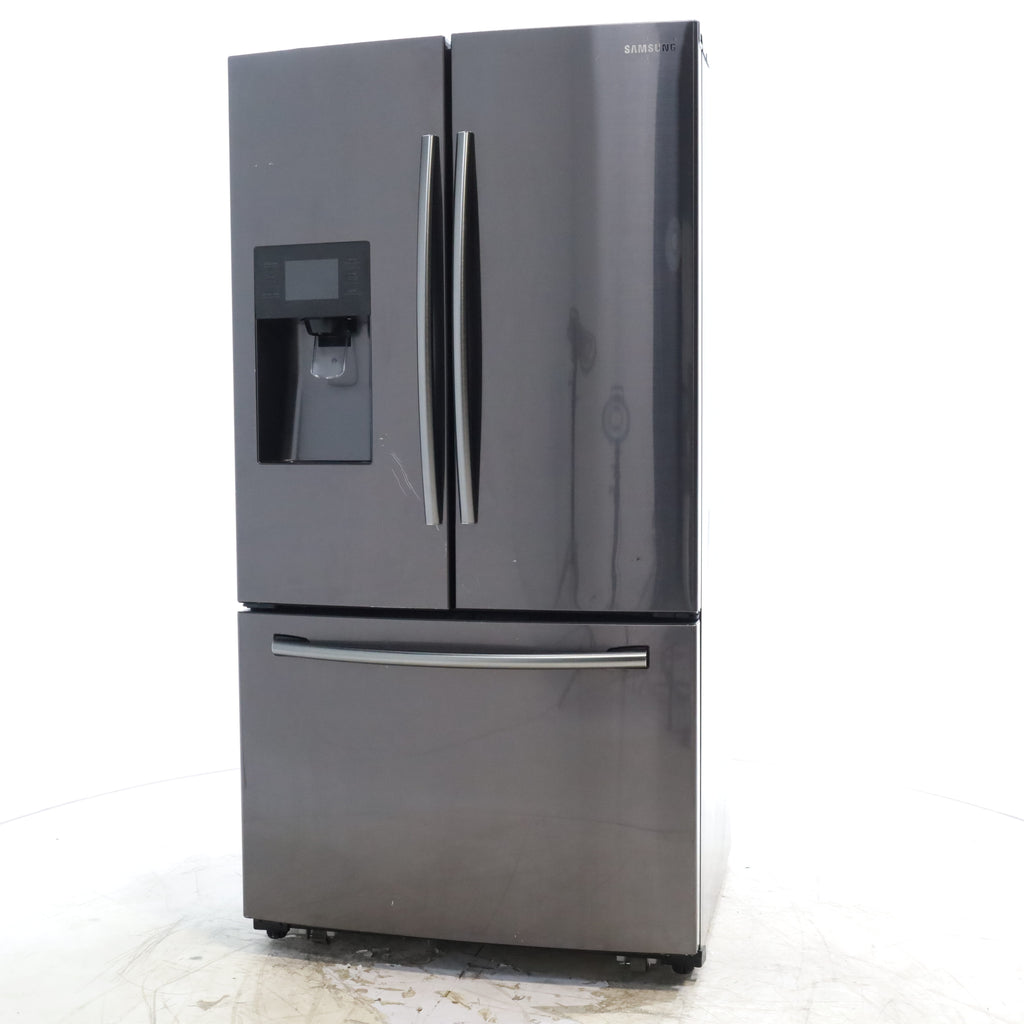 Pictures of Fingerprint Resistant Black Stainless Steel ENERGY STAR Samsung 24.6 cu. ft. 3 Door French Door Refrigerator with External Water and Ice Dispenser - Certified Refurbished - Neu Appliance Outlet - Discount Appliance Outlet in Austin, Tx