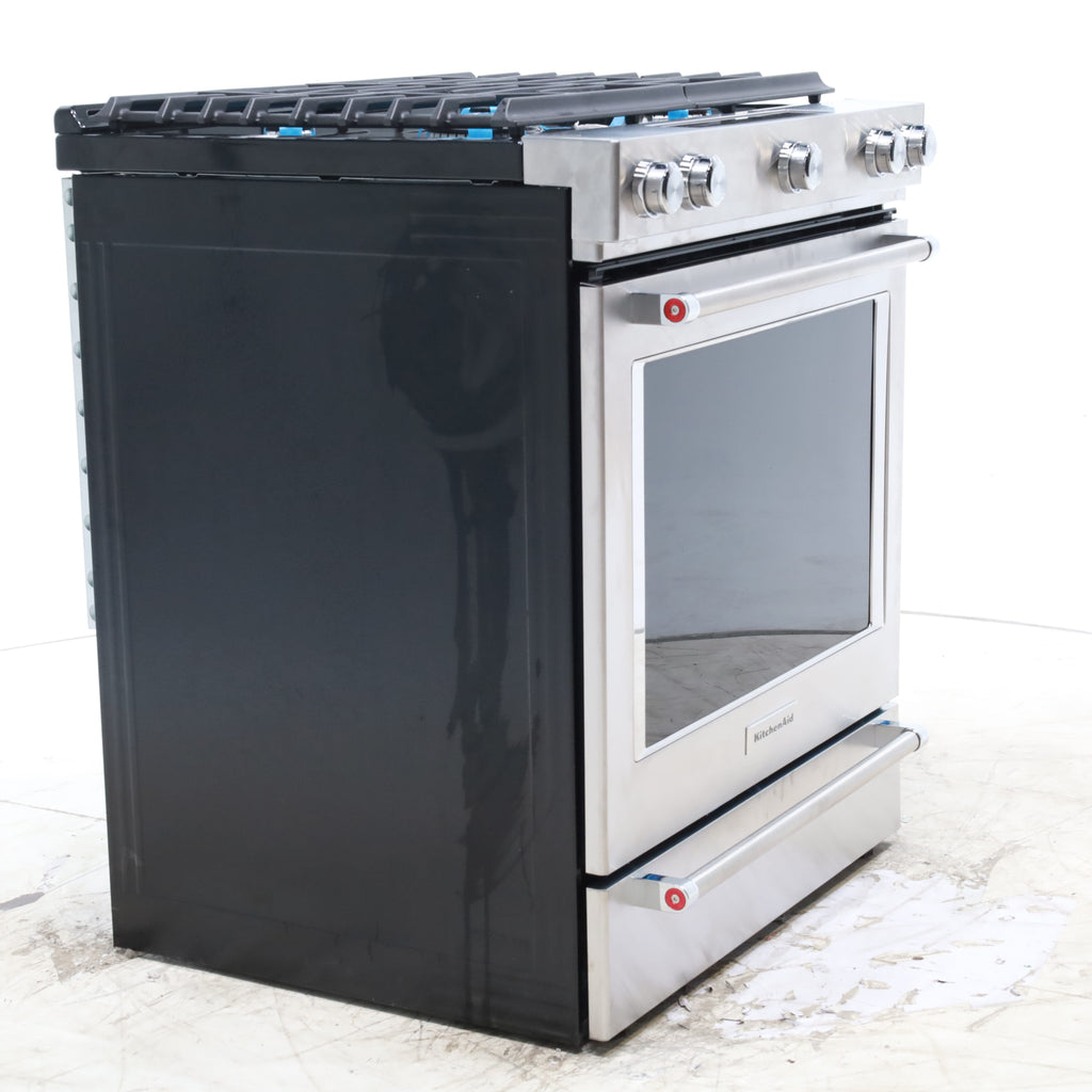 Pictures of KitchenAid  Stainless Steel Convection 30" 5 Burner Slide-in Gas Range with Even-Heat™ True Convection and Steam Rack - Open Box - Neu Appliance Outlet - Discount Appliance Outlet in Austin, Tx