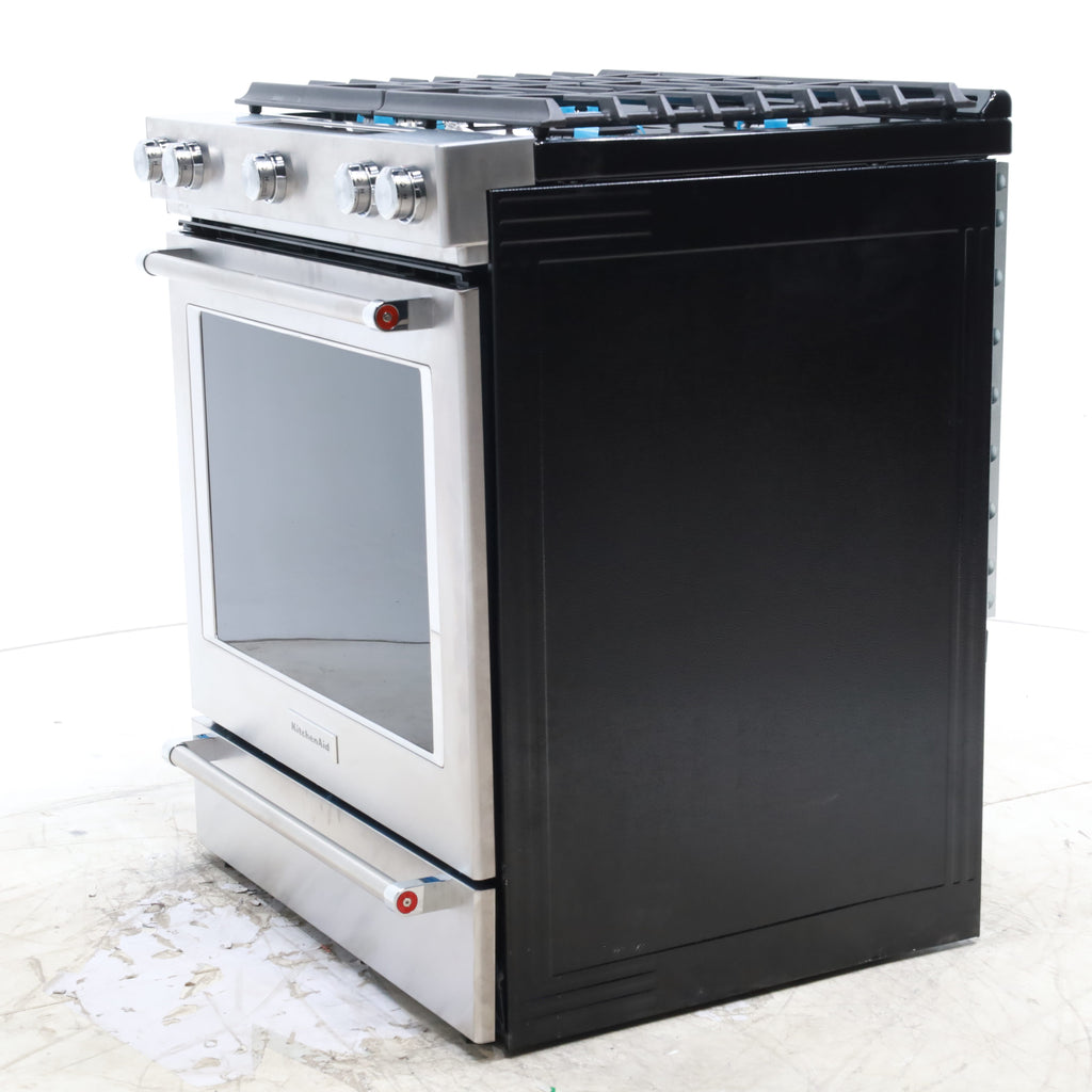 Pictures of KitchenAid  Stainless Steel Convection 30" 5 Burner Slide-in Gas Range with Even-Heat™ True Convection and Steam Rack - Open Box - Neu Appliance Outlet - Discount Appliance Outlet in Austin, Tx