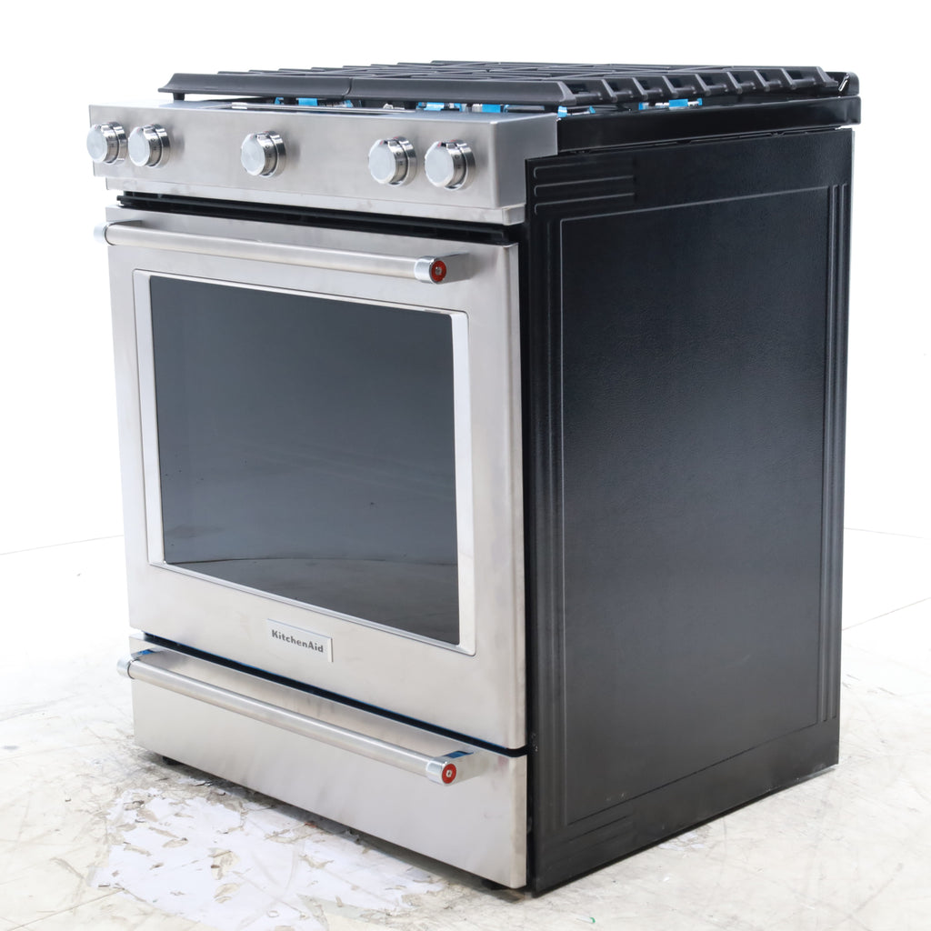 Pictures of KitchenAid  Stainless Steel Convection 30" 5 Burner Slide-in Gas Range with Even-Heat™ True Convection and Steam Rack - Open Box - Neu Appliance Outlet - Discount Appliance Outlet in Austin, Tx
