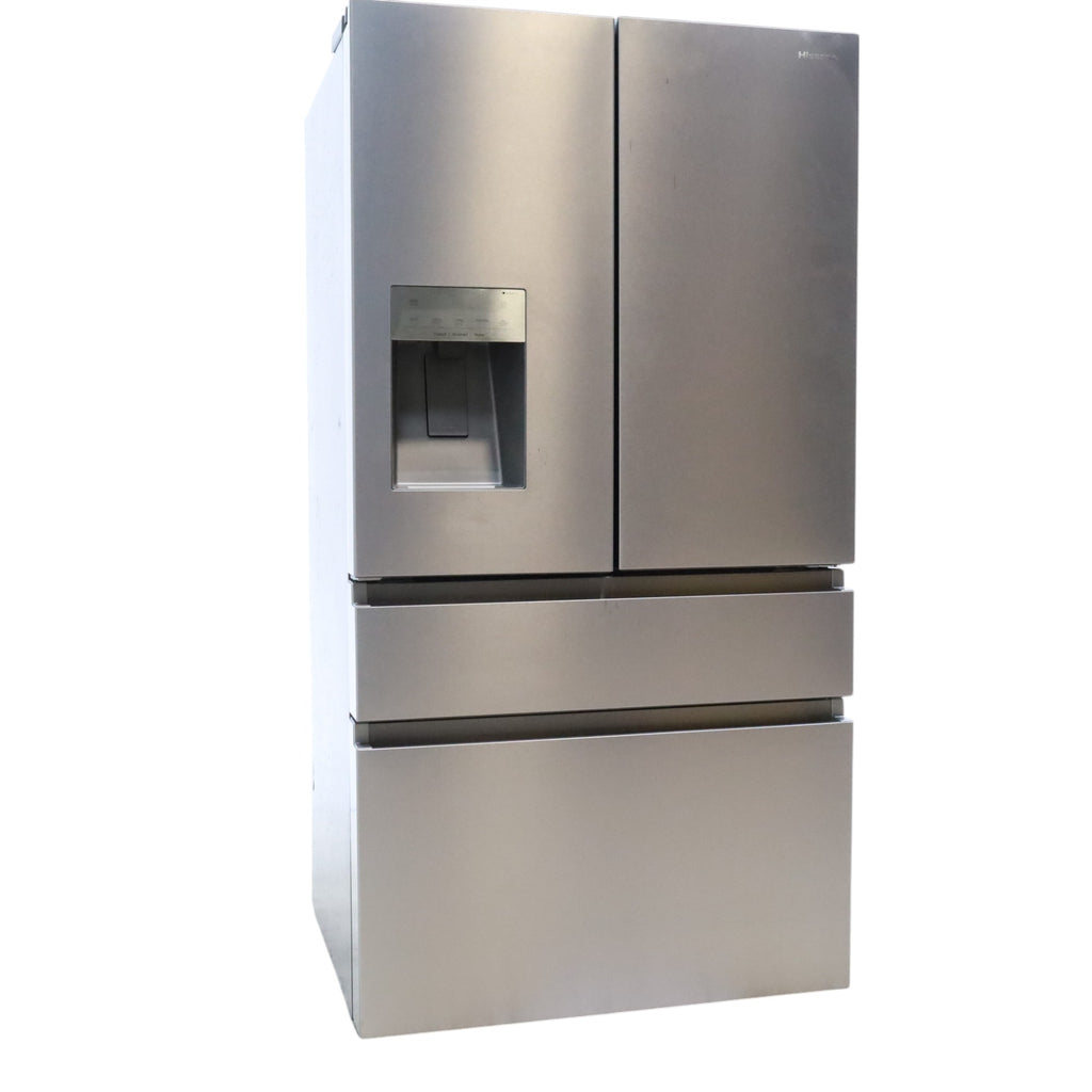 Pictures of Hisense Stainless Steel PureFlat 25.6-cu ft 4-Door Smart French Door ENERGY STAR Refrigerator with Ice Maker, Water and Ice Dispenser - Scratch & Dent - Moderate - Neu Appliance Outlet - Discount Appliance Outlet in Austin, Tx