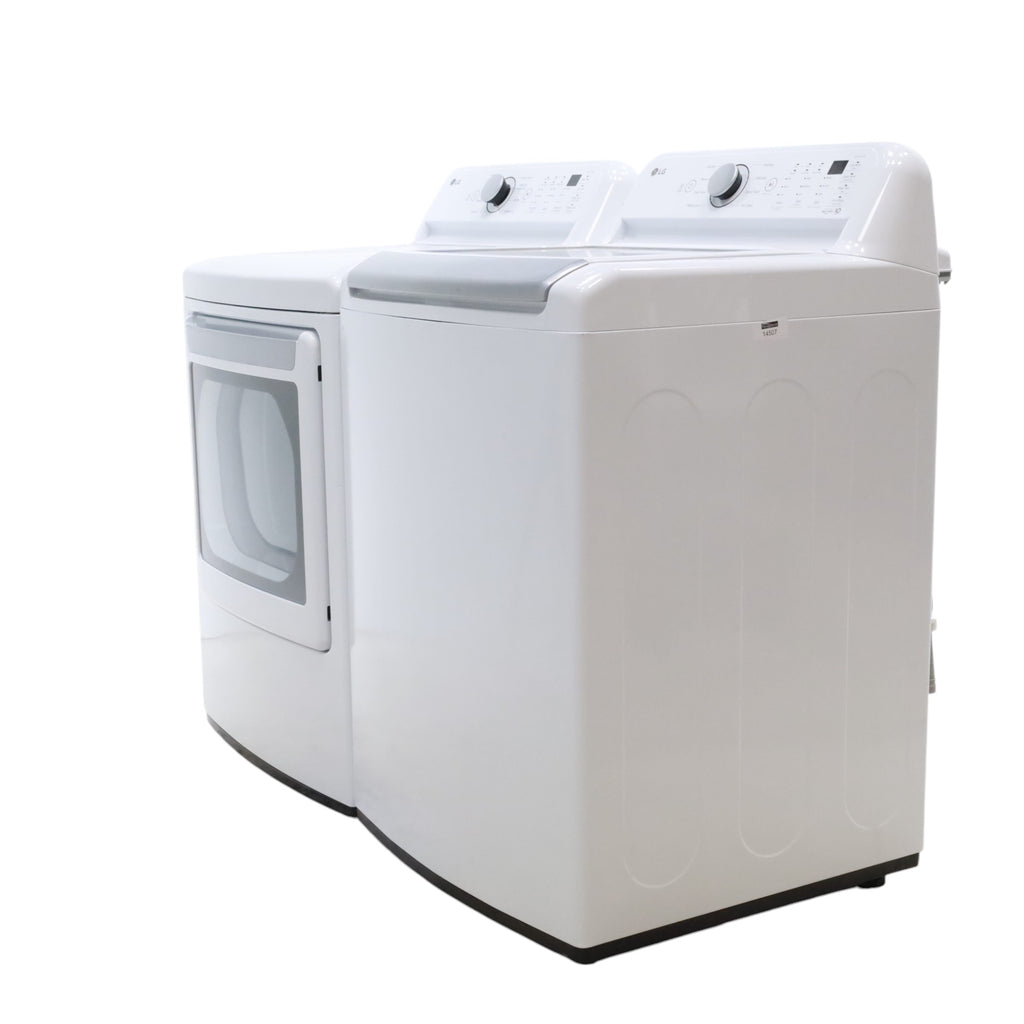 LG 5.0 cu. ft. Mega Capacity ENERGY STAR Top Load Washer with TurboDrum Technology and ENERGY STAR LG 7.3 cu. ft. Ultra Large Capacity Gas Dryer with Aluminized Alloy Steel Drum- Open Box