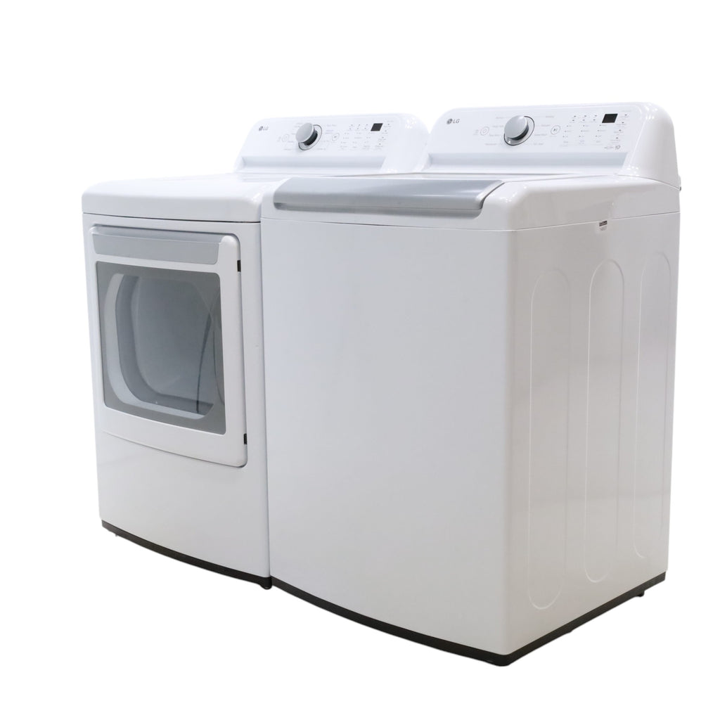 LG 5.0 cu. ft. Mega Capacity ENERGY STAR Top Load Washer with TurboDrum Technology and ENERGY STAR LG 7.3 cu. ft. Ultra Large Capacity Gas Dryer with Aluminized Alloy Steel Drum- Open Box